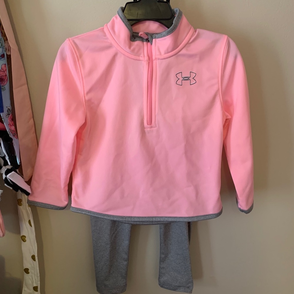 💕 Under Armour light pink quarter zip jacket set